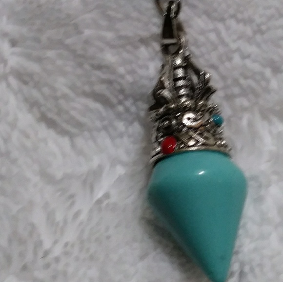 Fabulous Silver, Turquoise and Red Coral Necklace - Picture 4 of 6